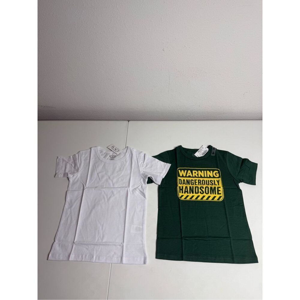 NWT Place Set of 2 T-shirts Cotton Bland White Green Size 4T